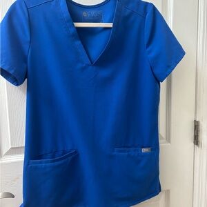 Figs XS Two Pocket Royal Blue Scrub Top